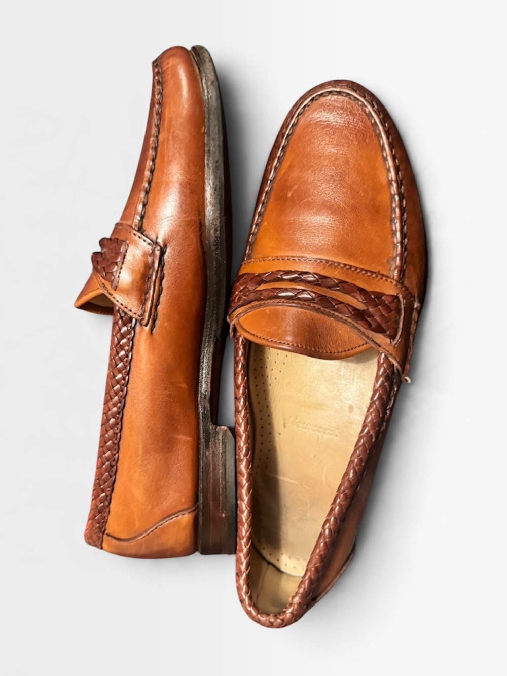 Allen Edmonds Newcomb Brown Leather Braided Loafers – Men’s 10D – Made in USA